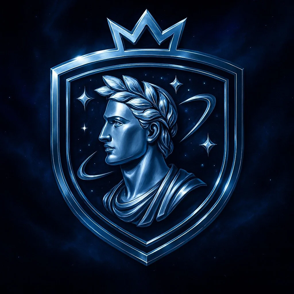 Iconic crest for an Iconic team.

Our official mark, shown here in its chrome match-day style. The base design is simple and timeless, but for media we bring it to life with shine, depth, and cosmic energy&mdash;because an event this big deserves not
