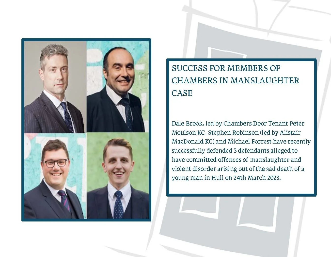 SUCCESS FOR MEMBERS OF CHAMBERS IN MANSLAUGHTER CASE