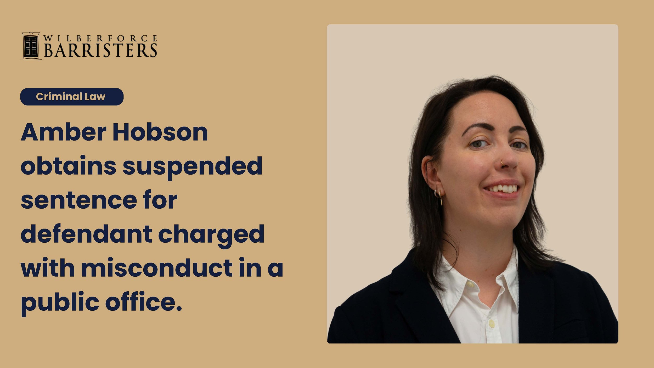 Amber Hobson obtains suspended sentence for defendant charged with misconduct in a public office.