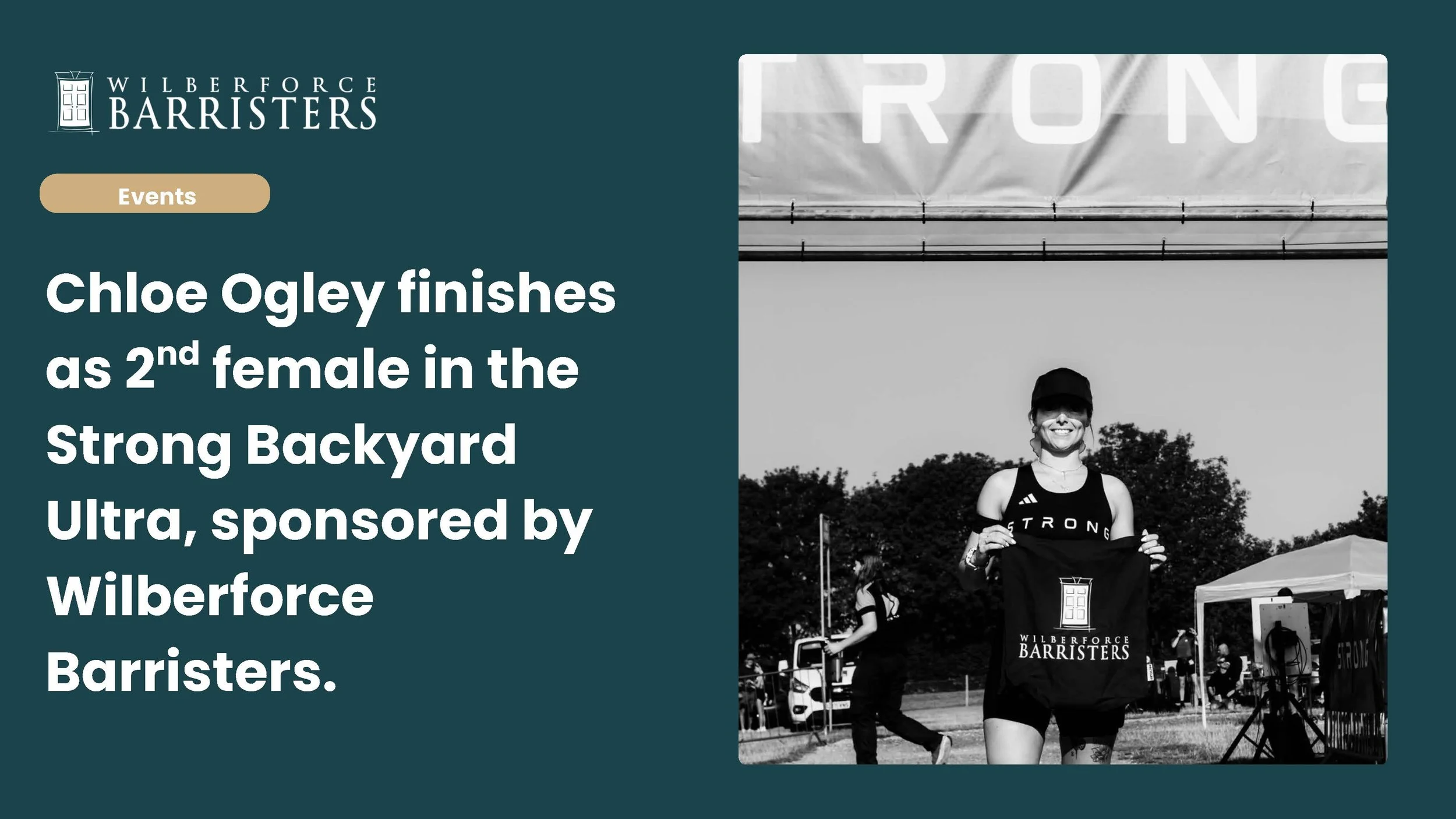 Chloe Ogley finishes as 2nd female in the Strong Backyard Ultra, sponsored by Wilberforce Barristers.