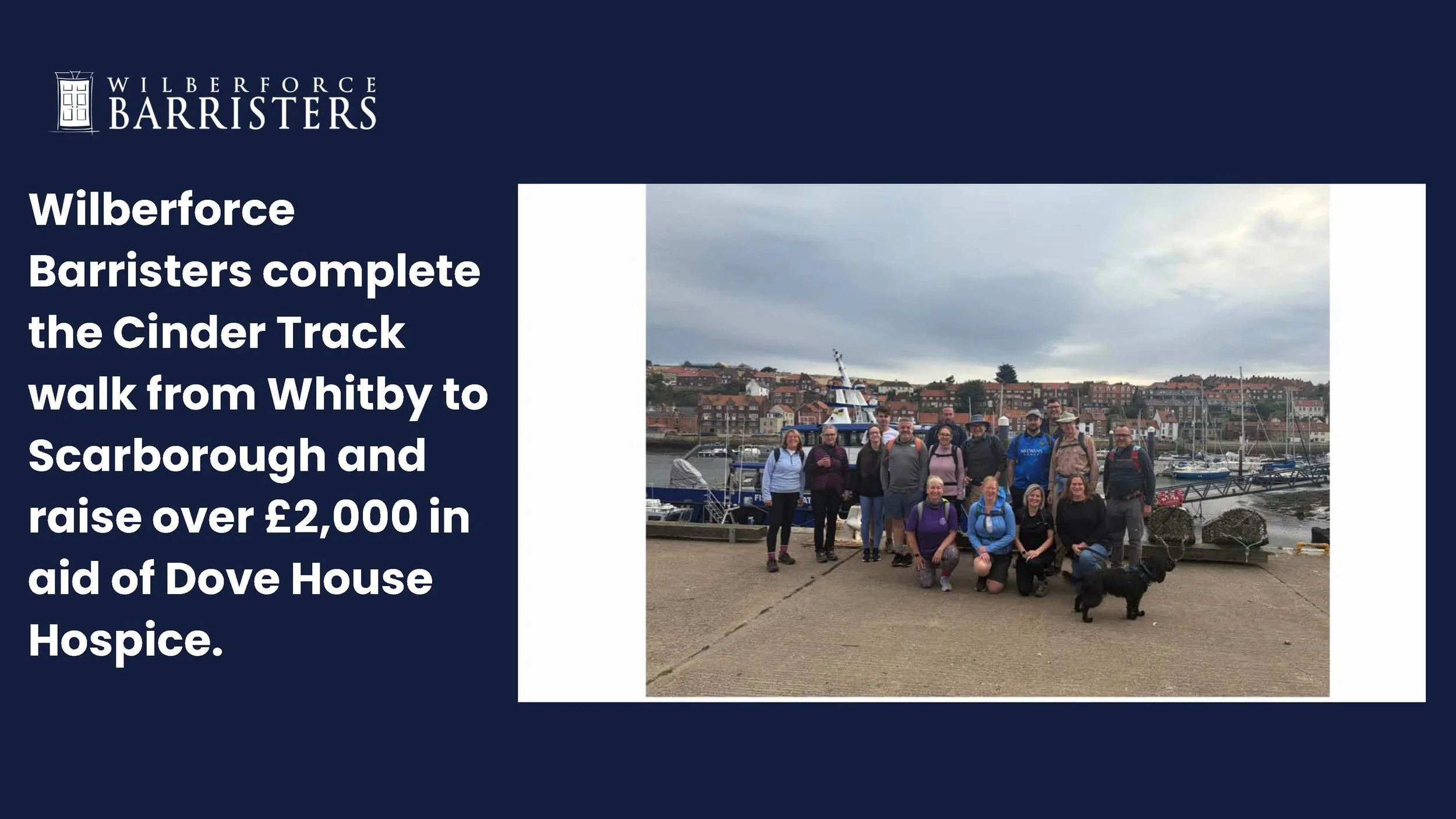 Wilberforce Barristers complete the Cinder Track walk from Whitby to Scarborough and raise over £2,000 in aid of Dove House Hospice.