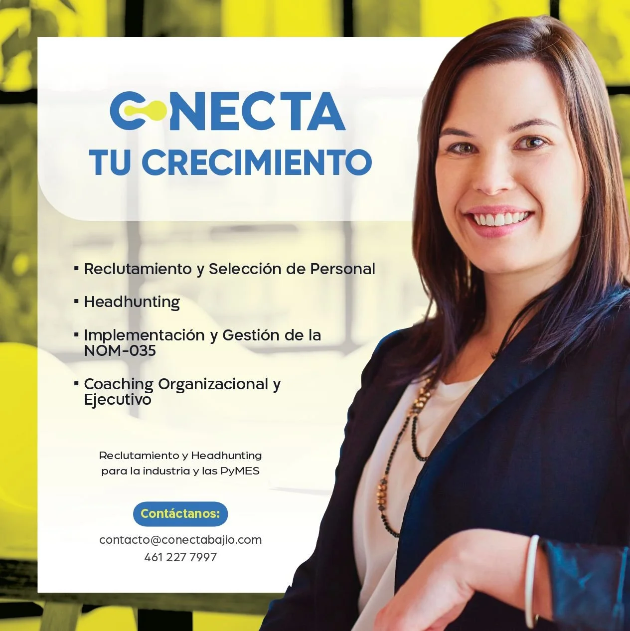 En Conecta ofrecemos soluciones a la medida para cubrir vacantes y fortalecer el talento en tu empresa:
✅ Reclutamiento y Selecci&oacute;n &ndash; perfiles administrativos, operativos y gerenciales.
✅ Headhunting &ndash; b&uacute;squeda de perfiles e