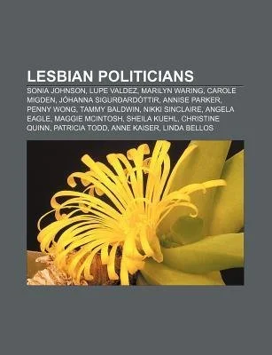 Book cover titled 'Lesbian Politicians' with a yellow flower on the right side and a black background.