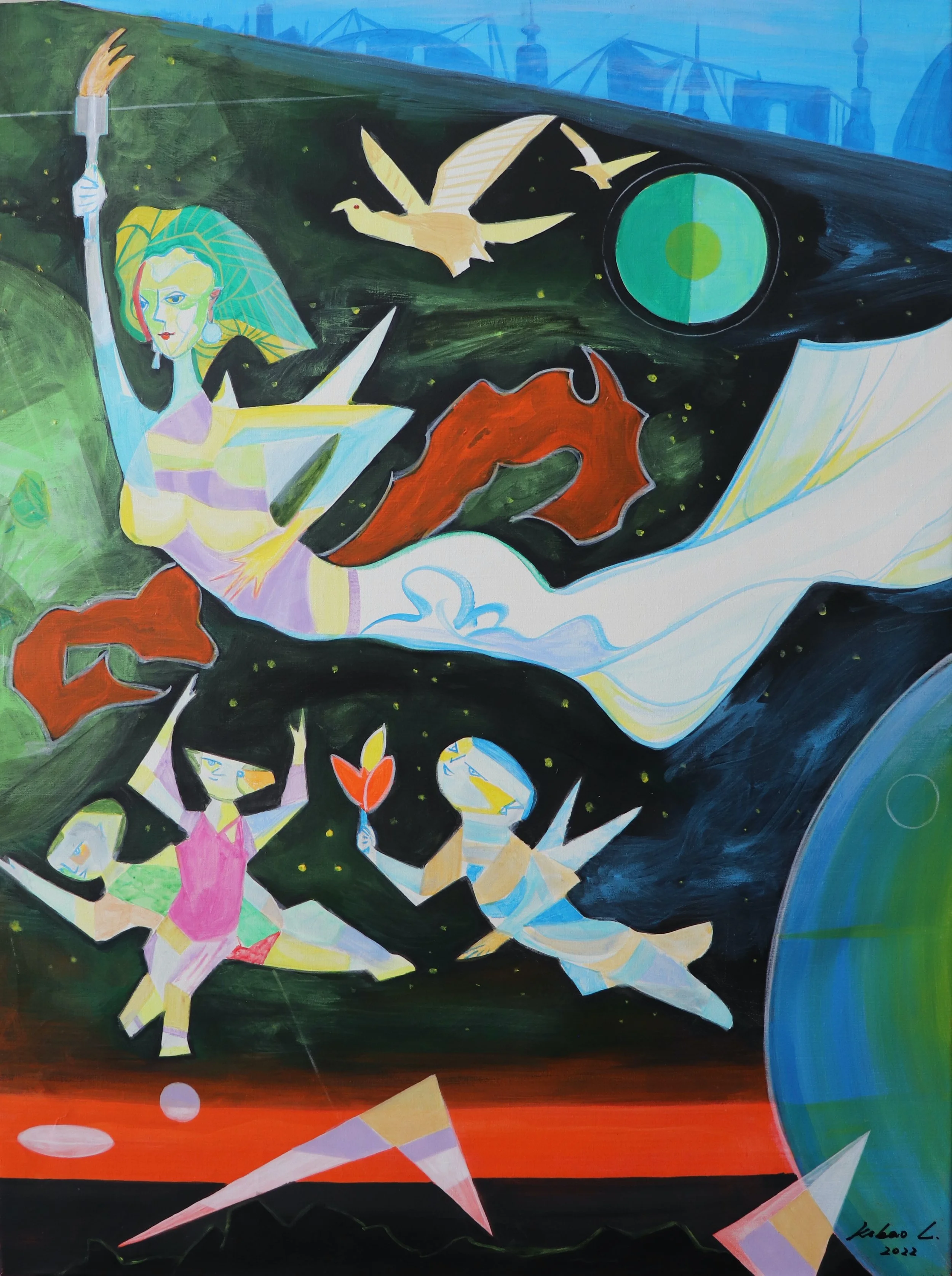 Goddess of Liberty(2023) 
Acrylic on Canvas 
24x32in