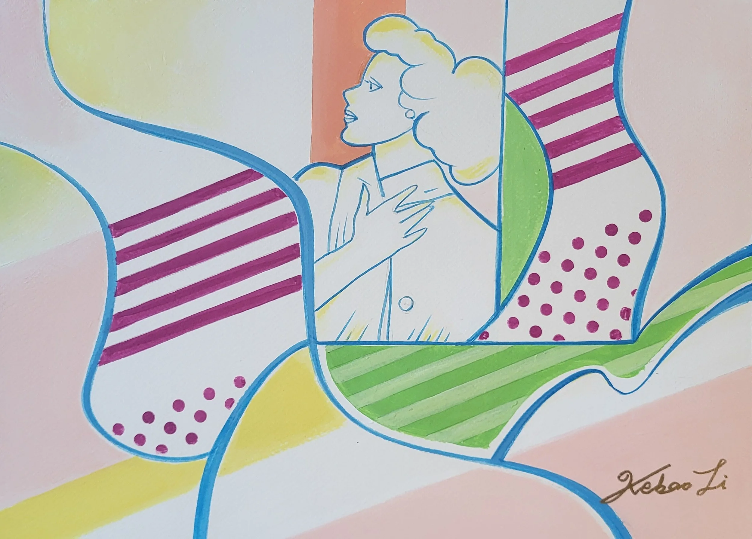 Abstract Figure Line Series: 
Pink Memories (2026)
Acrylic on Paper
16x20in