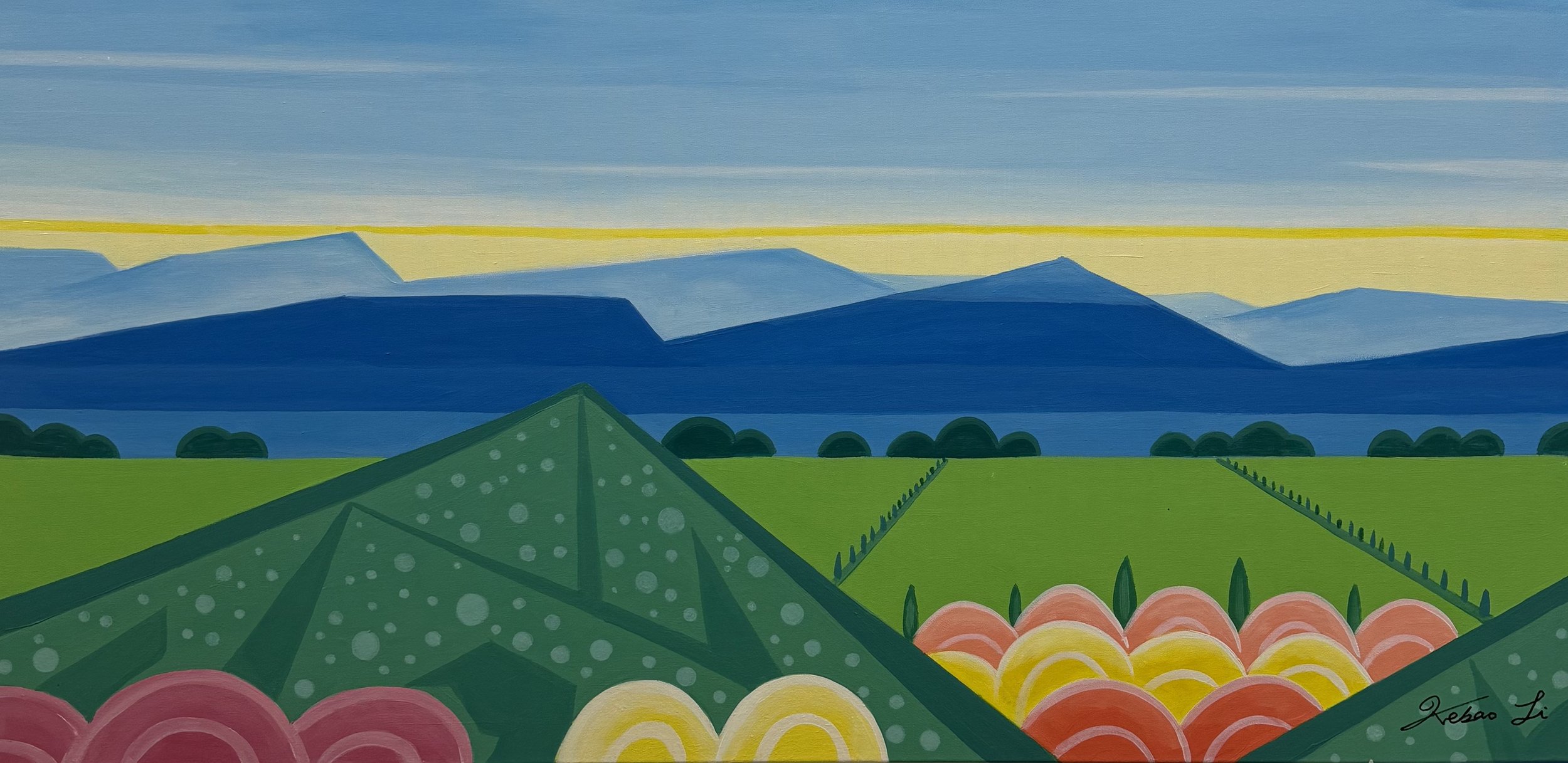 Pastoral  Scenery (2025)
Acrylic on Canvas
24X48in