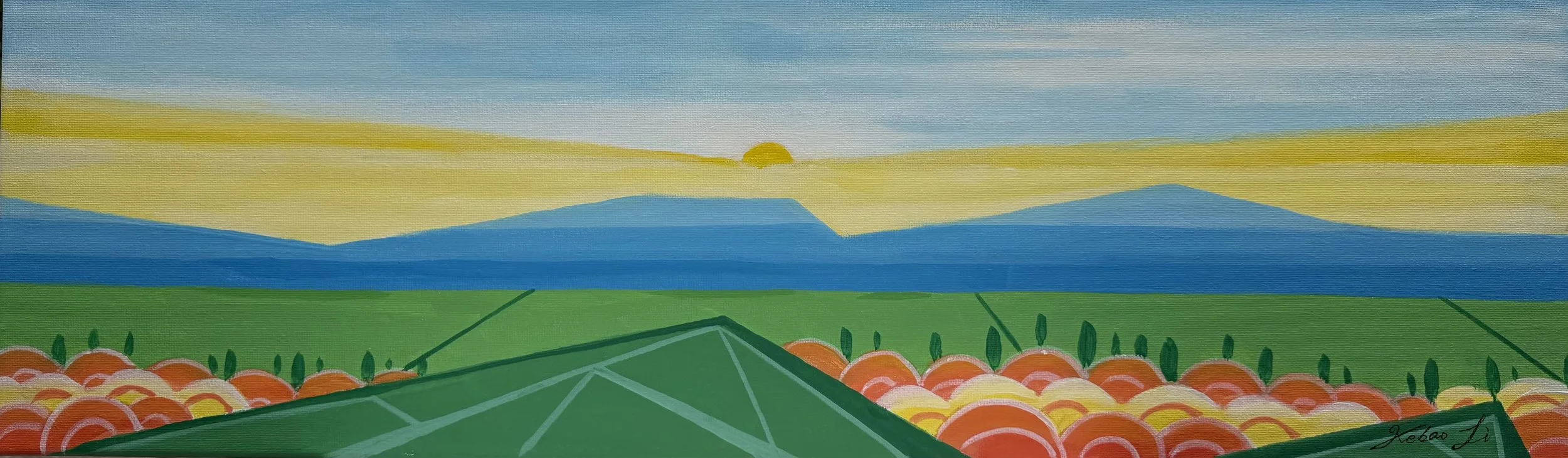 Pastoral  Scenery (2026)
Acrylic on Canvas
12x36in