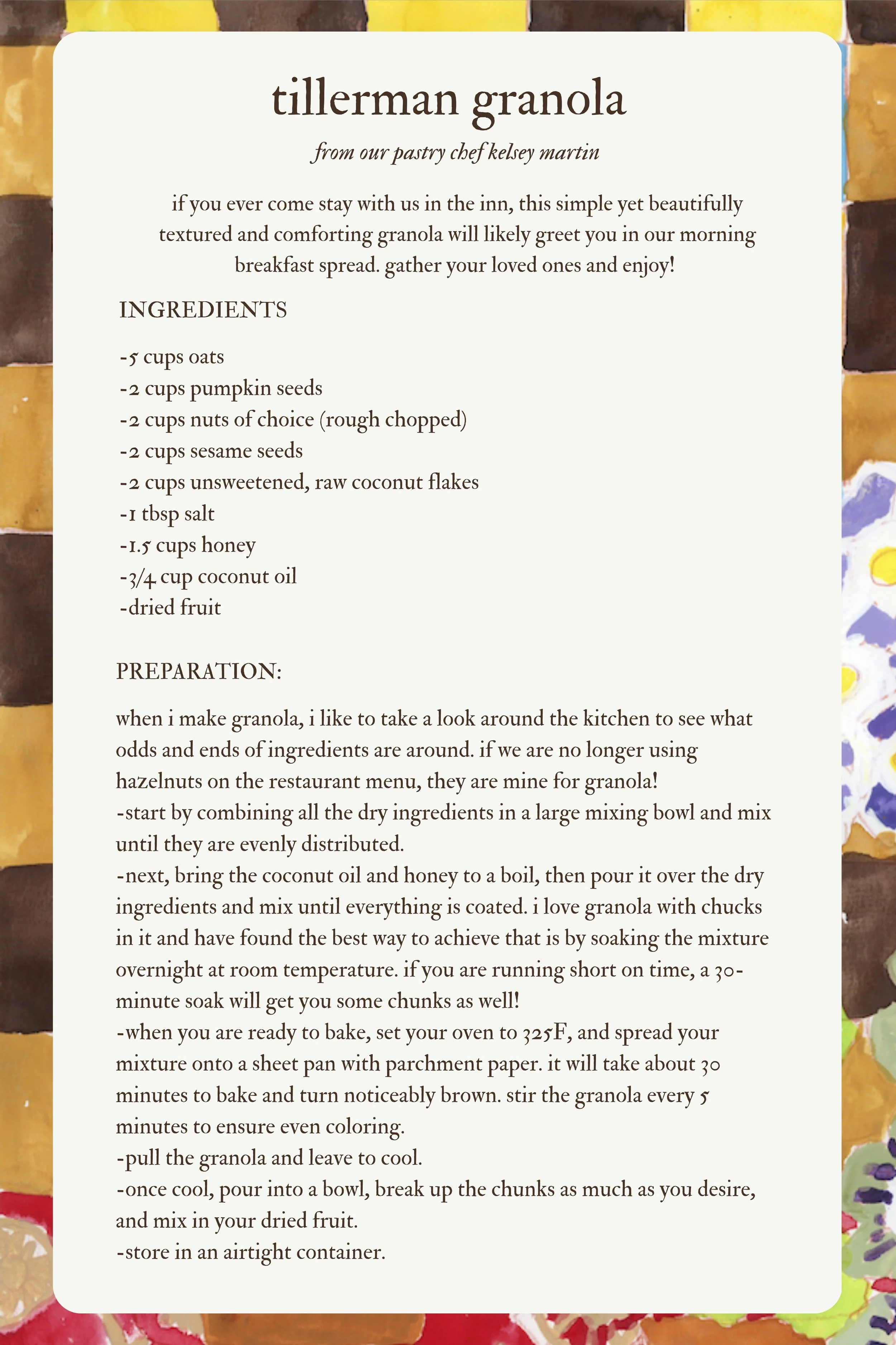 tillerman granola recipe