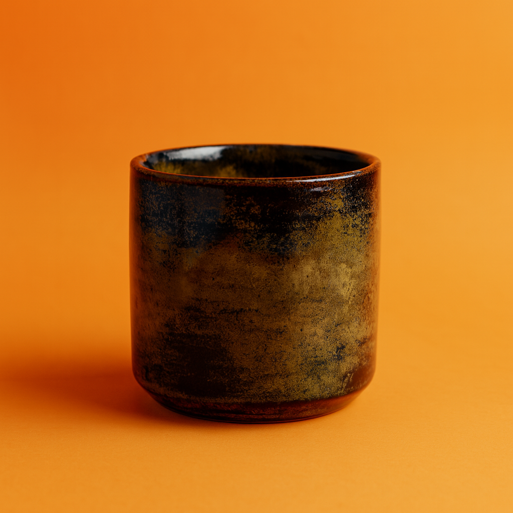 Dunkle handgefertigte Keramiktasse aus dem Khakii Keramikstudio in Offenbach“.png