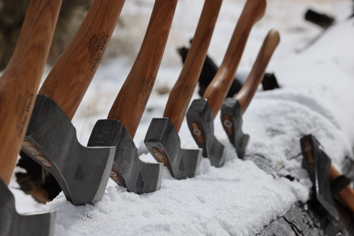 Traditional Cutting Set — 5 Iconic Helko Axes with Leather Sheaths