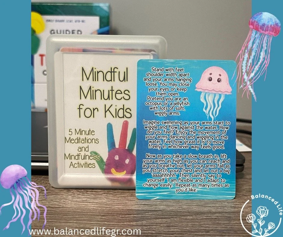 Monday vibes 🌞! 
Time to get your zen on with the mini-humans! 
Need some fun ways to trick your kiddo into being mindful? 
Try the jellyfish activity from Mindful Minutes for Kids - it's a real catch! 🐠 Our clinicians are all about sneaking mindfu