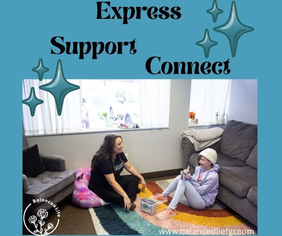 We all need a space to find community. Add to your community while you add to your coping skills! 

Our space is your space to:
🌟express
🌟support
🌟connect

Our clinicians have openings for new clients! Check out our team at www.balancedlifegr.com/