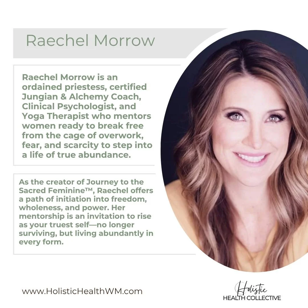 Meet Raechel 🌕
Ordained Priestess &bull; Jungian &amp; Alchemy Coach &bull; Clinical Psychologist &bull; Yoga Therapist

Raechel guides women ready to reclaim their wild feminine essence&mdash;to rise beyond fear, overwork, and scarcity into a life 