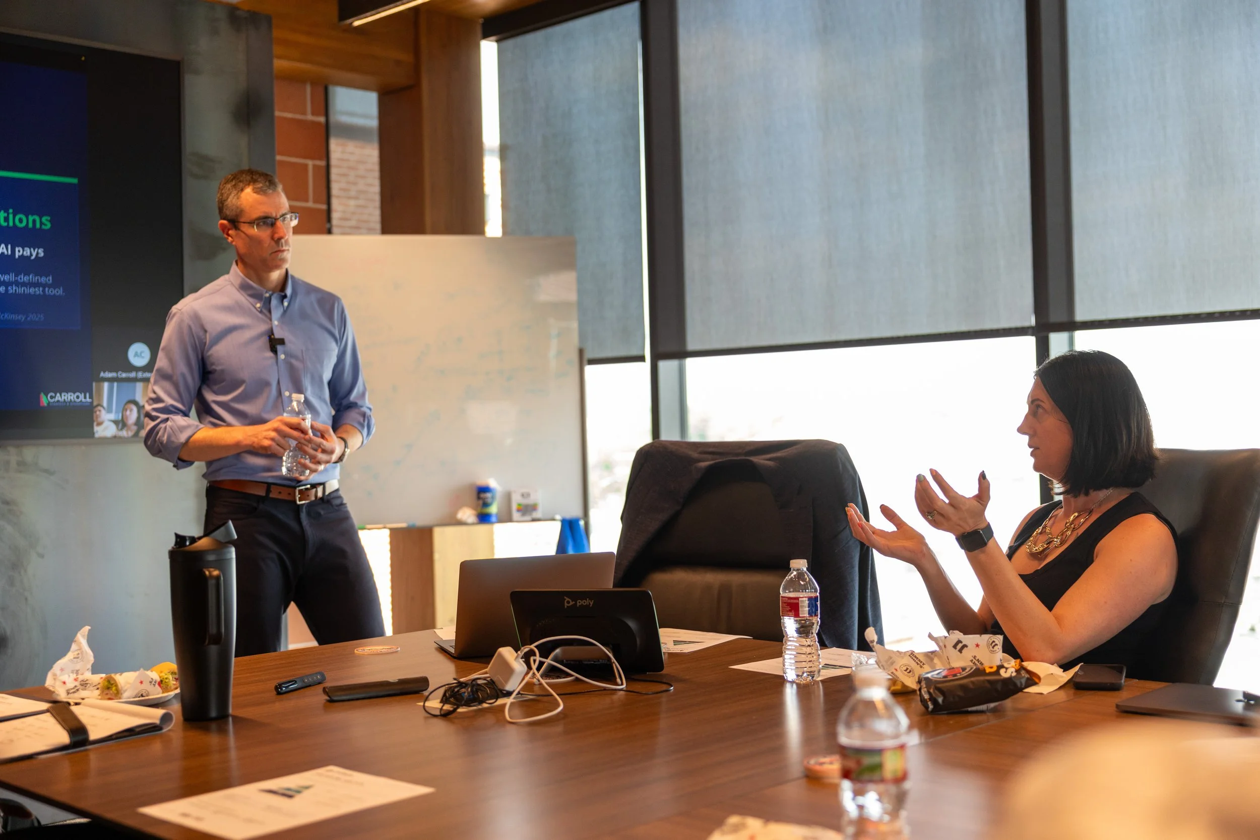 Adam Carroll leading an AI operations working session for a privately-held firm in San Antonio