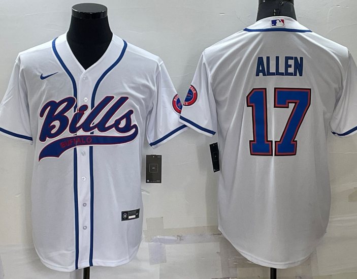 Buffalo Bills #17 Josh Allen Baseball Jersey White