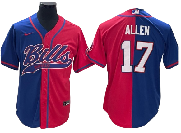 Buffalo Bills #17 Josh Allen Baseball Jersey Blue Red
