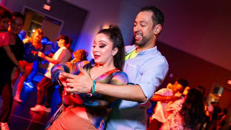 Professional salsa performance at the Baltimore Dance Festival on the main stage.