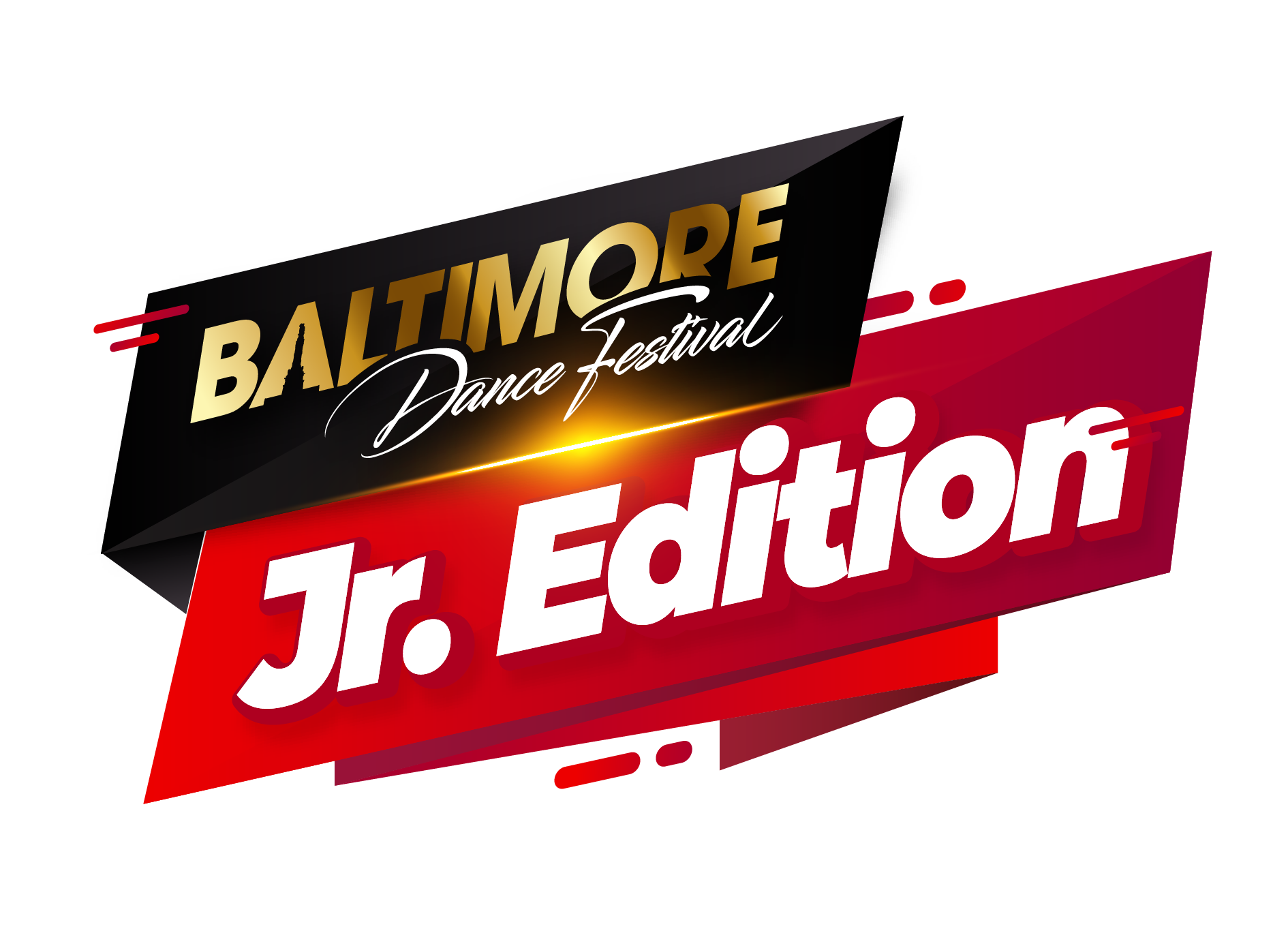 Baltimore Dance Festival Jr. Edition logo with black, red, and yellow design elements