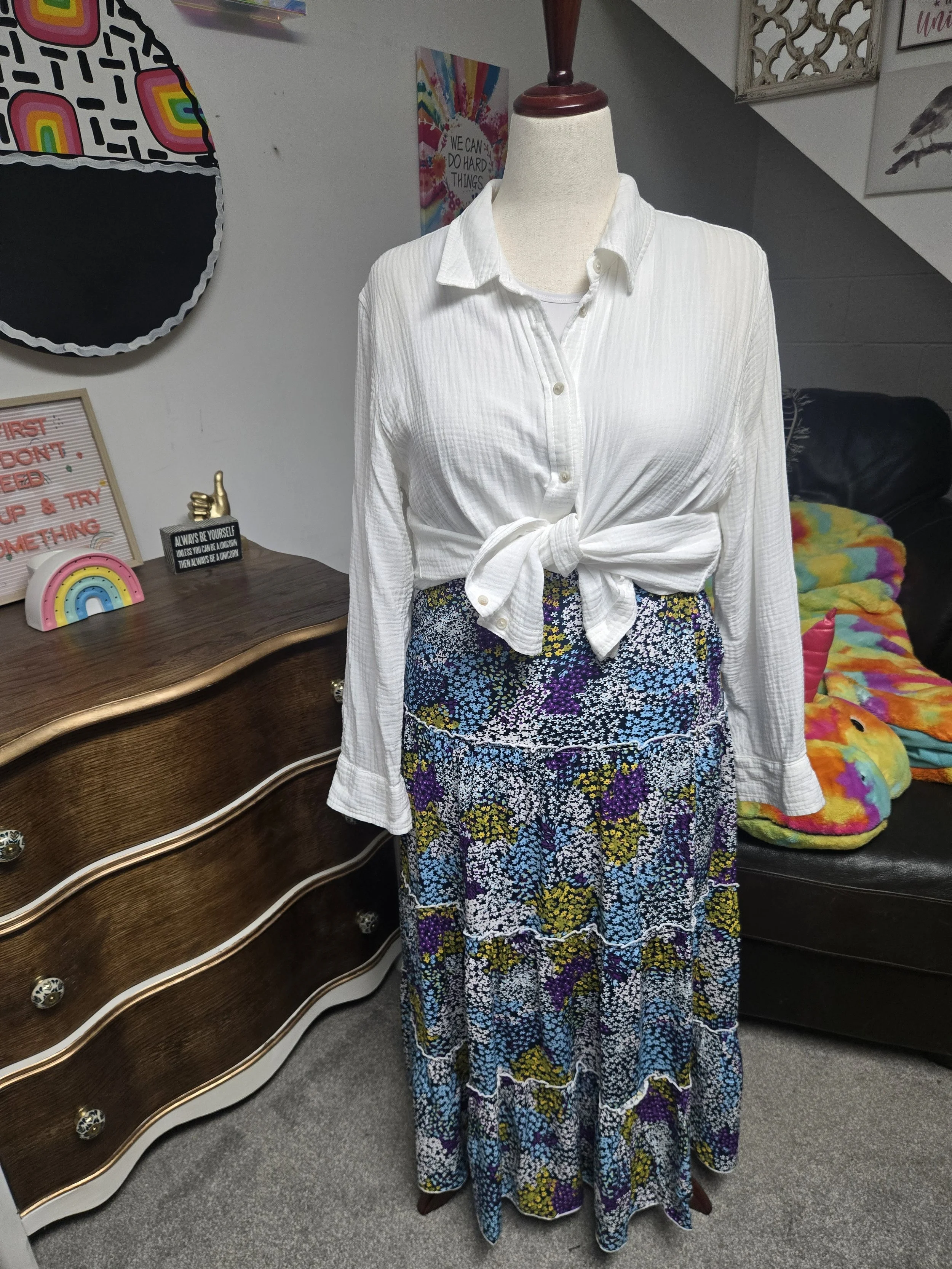 Tiered Floral Skirt