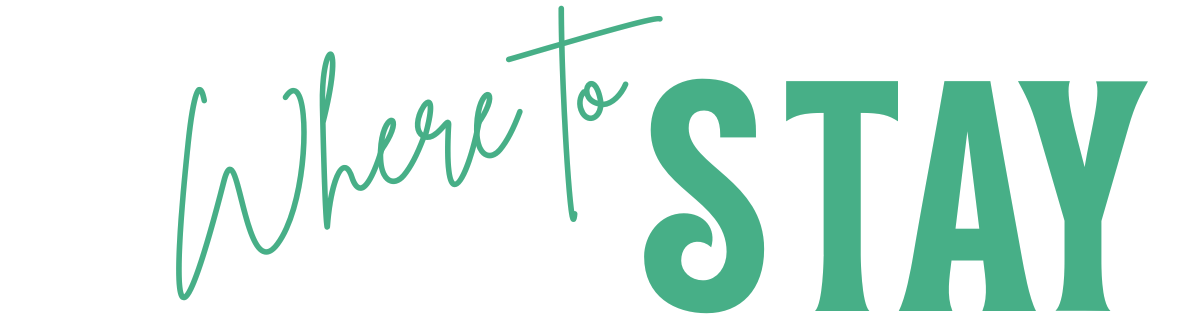 Text graphic that says 'Where to Stay' with a handwritten style for 'Where to' and bold uppercase font for 'STAY'