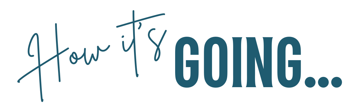 Text that reads 'How it's GOIN...' in a playful font.