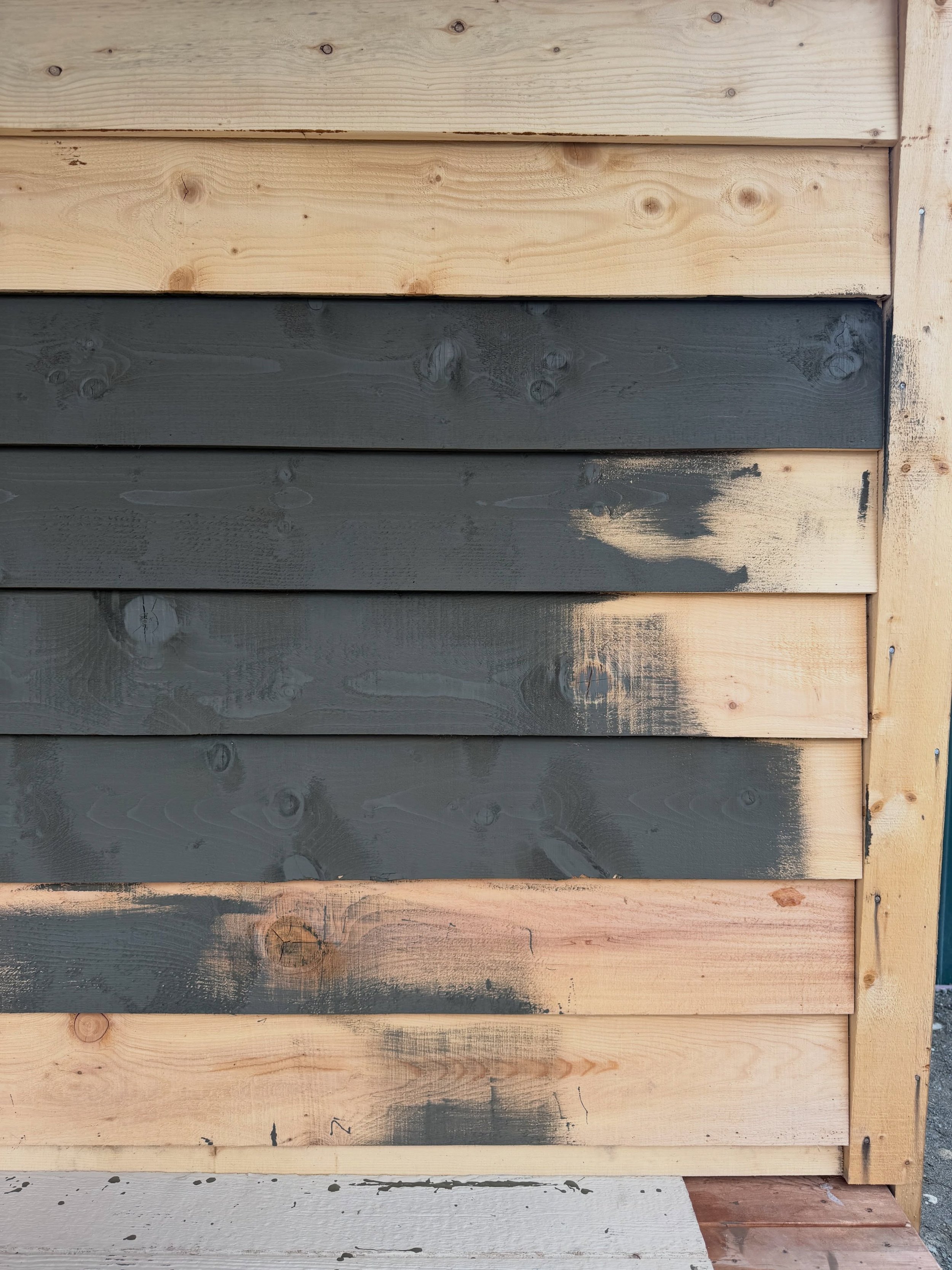 Remember all the stains we were talking about for our siding? After all the trial runs of buying stain samples and coming up with our own stain by mixing multiple&hellip; we went with green haha. We are doing a solid stain in the color Muddled Basil-