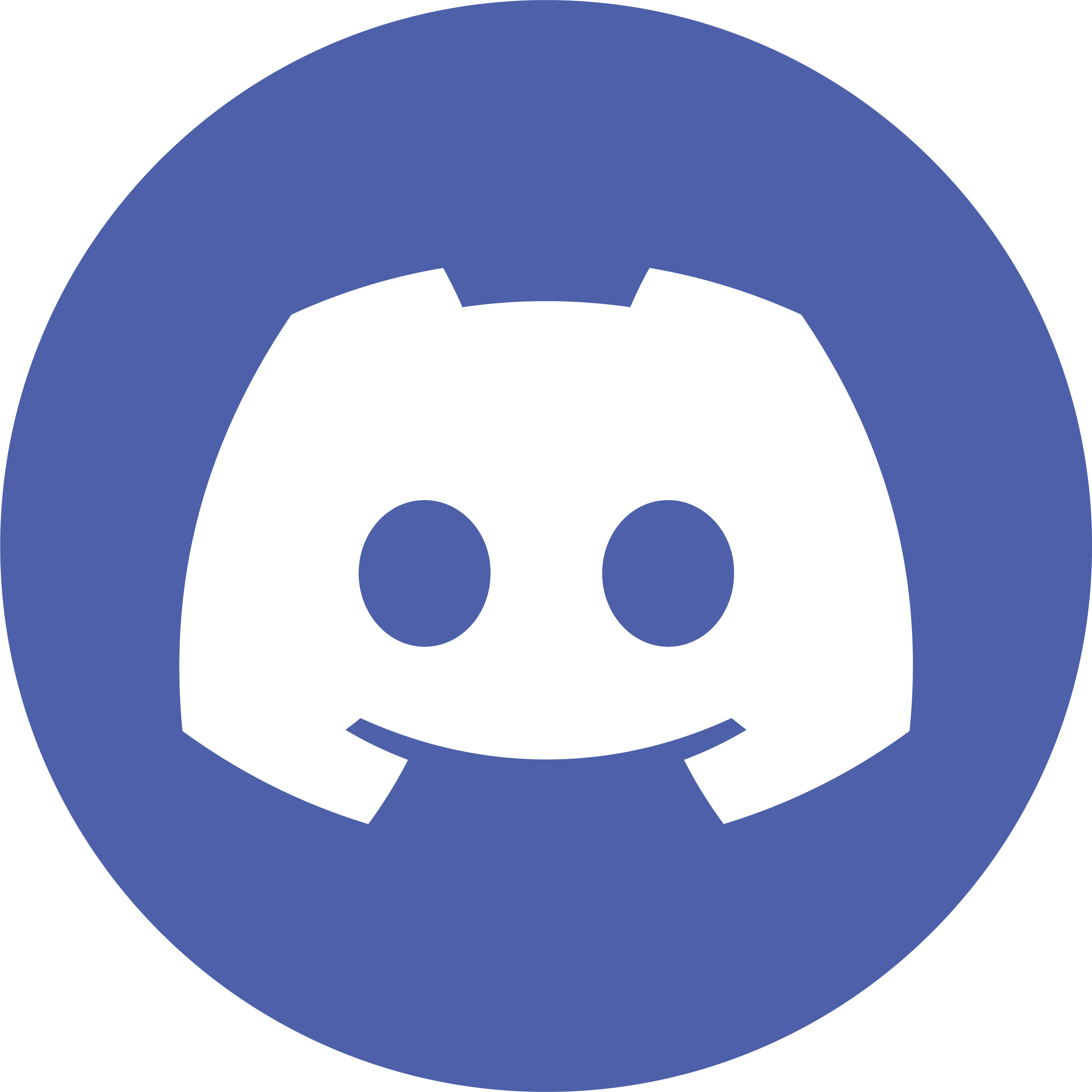 Blueish Gray discord logo with a smiling face inside a blue circle.