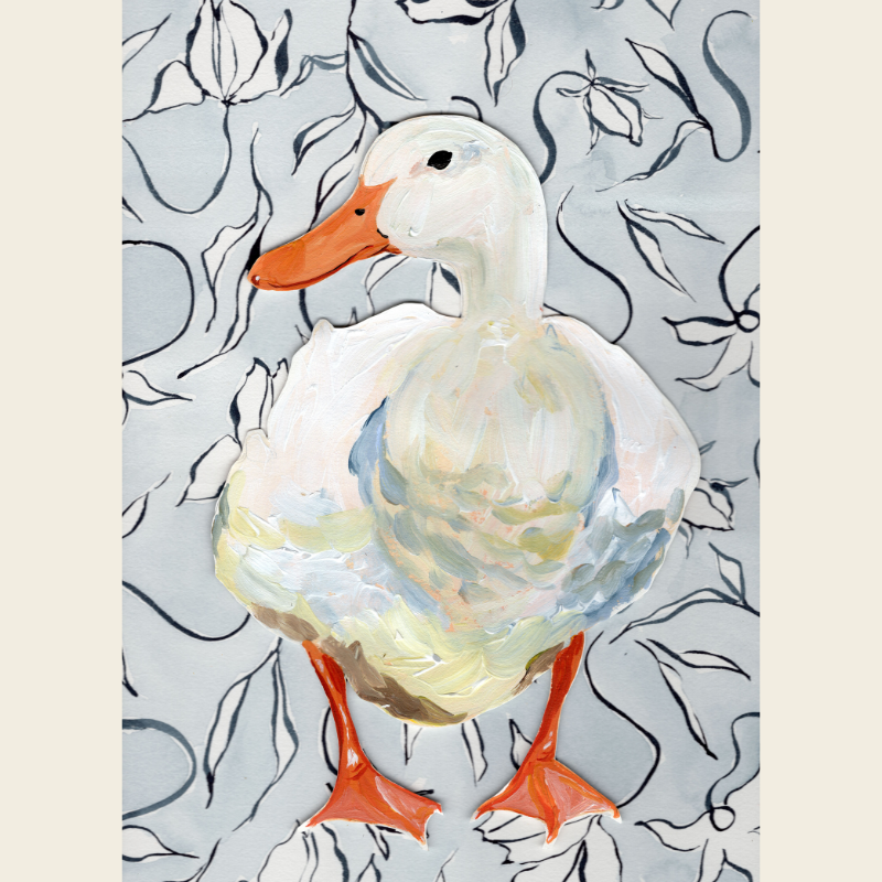 Waterfowl on Blue Floral