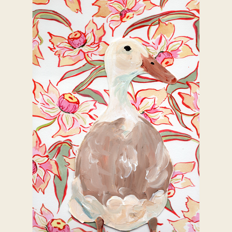 Waterfowl on Pink Floral