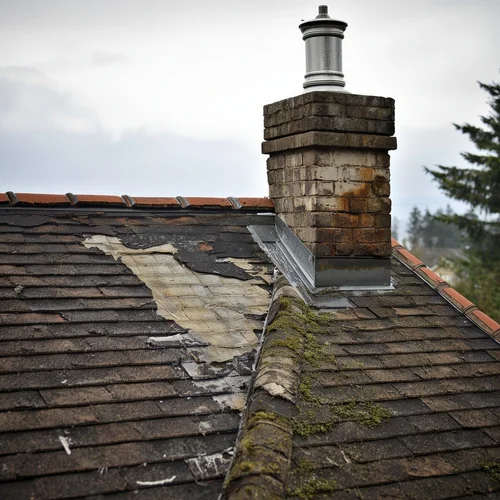 mossy Vancouver Island roof with missing shingles
