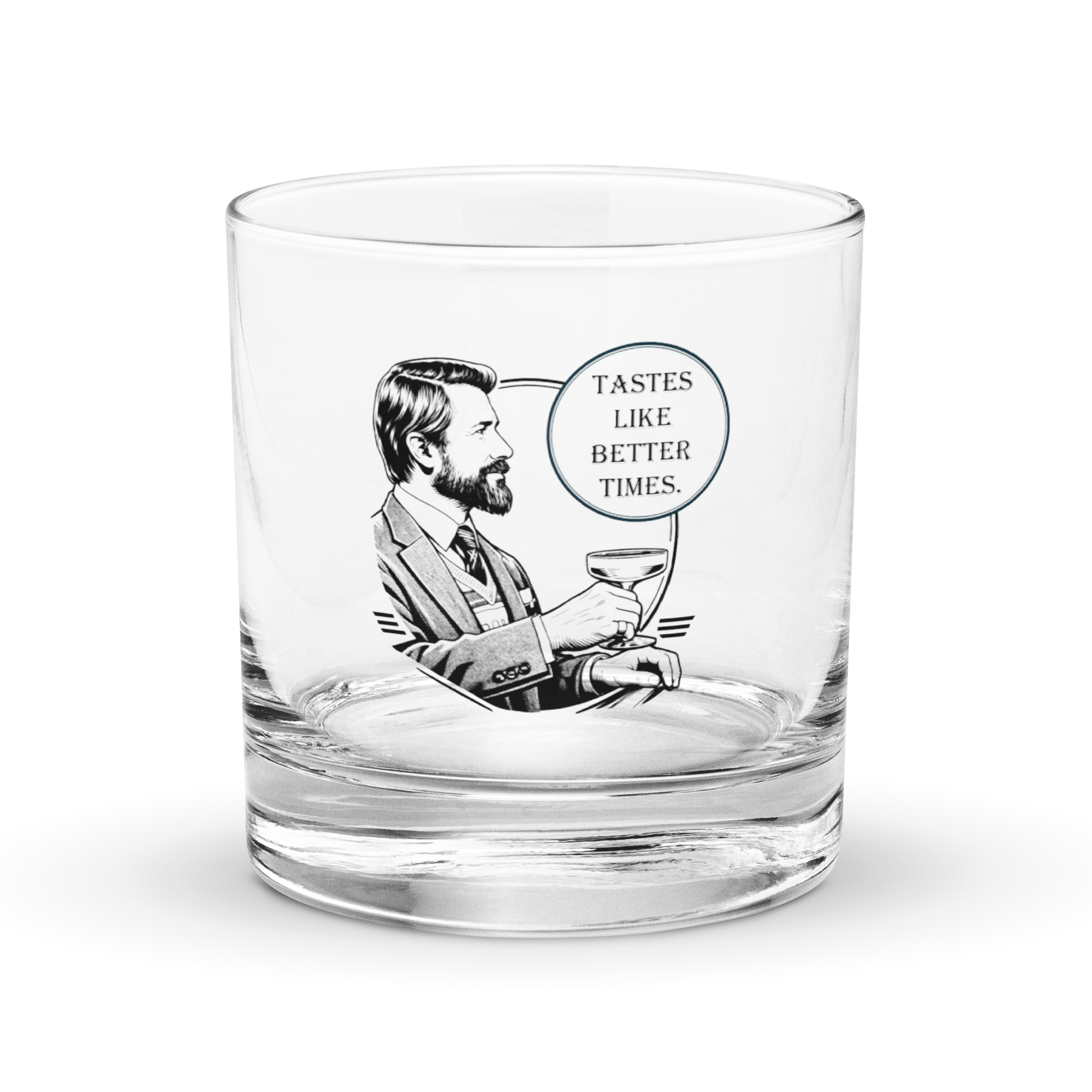 Rocks Glass with man holding cocktail