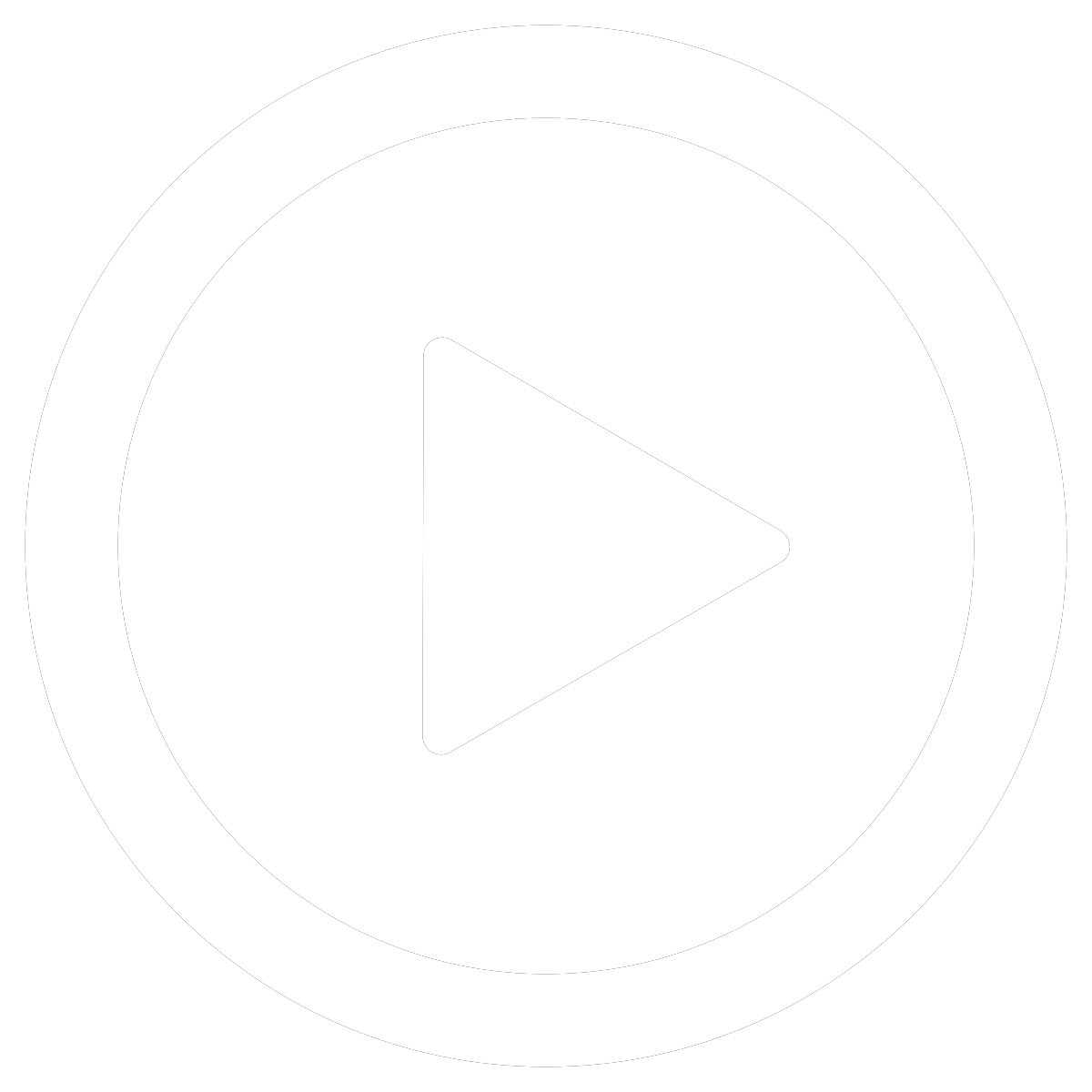 Black circular icon with a white play button in the center, surrounded by a white ring.