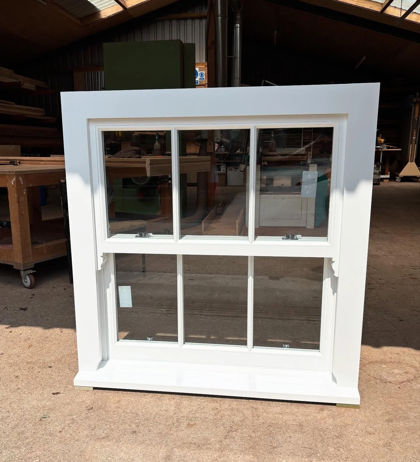 One of our beautiful factory finished double glazed hardwood sliding sash windows ready to head out of the workshop today #hardwood #slidingsash #sashwindow #sashwindows #teknos #sapele #joinery #bespoke #bespokejoinery #woodwork