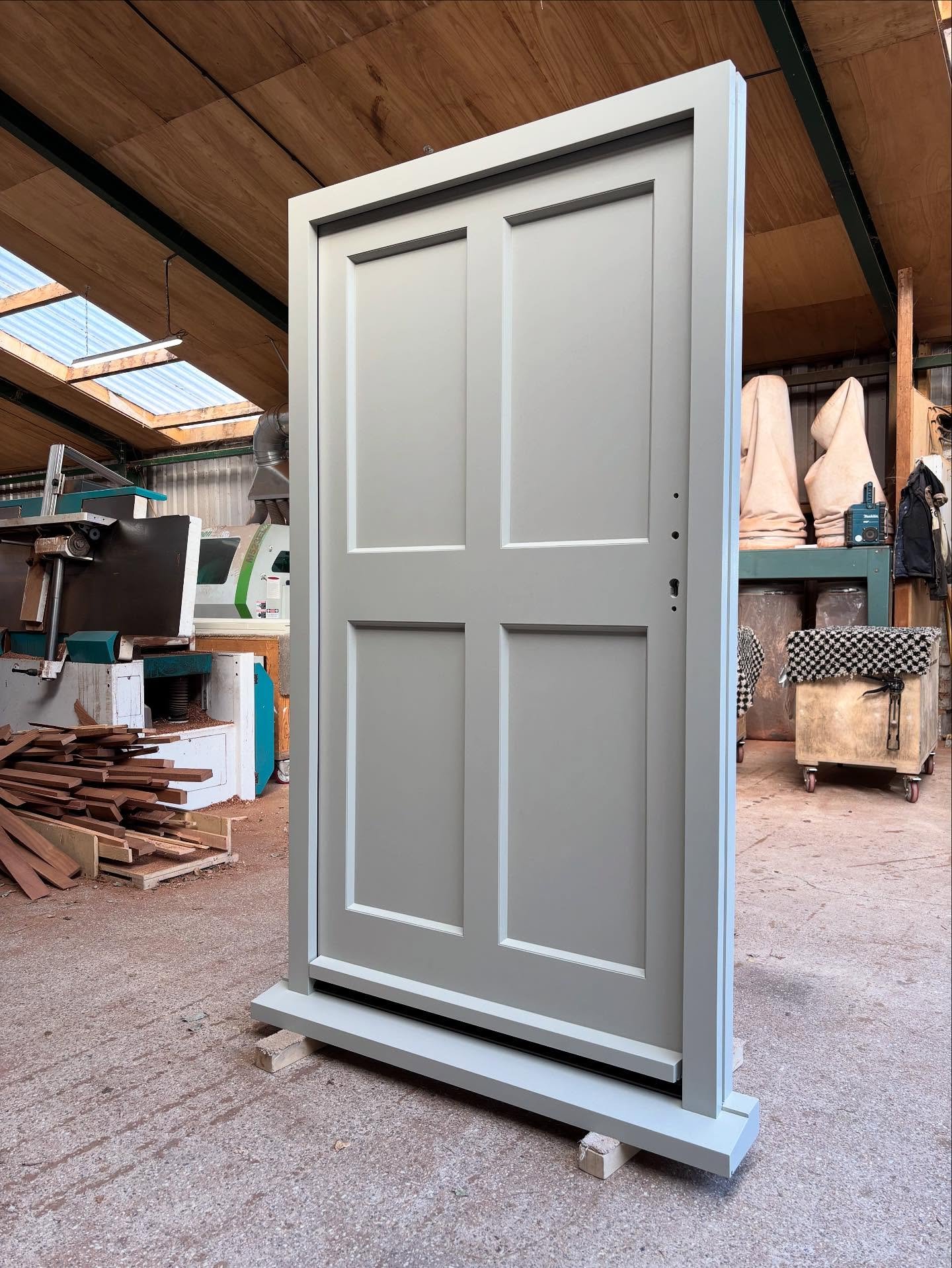 Hardwood door sprayed up and ready to head out to a Grad II Listed building #hardwood #door #sapele #teknos #sprayfinish #woodwork #joinery #bespoke #bespokejoinery #listedbuilding #gradeiilistedbuilding