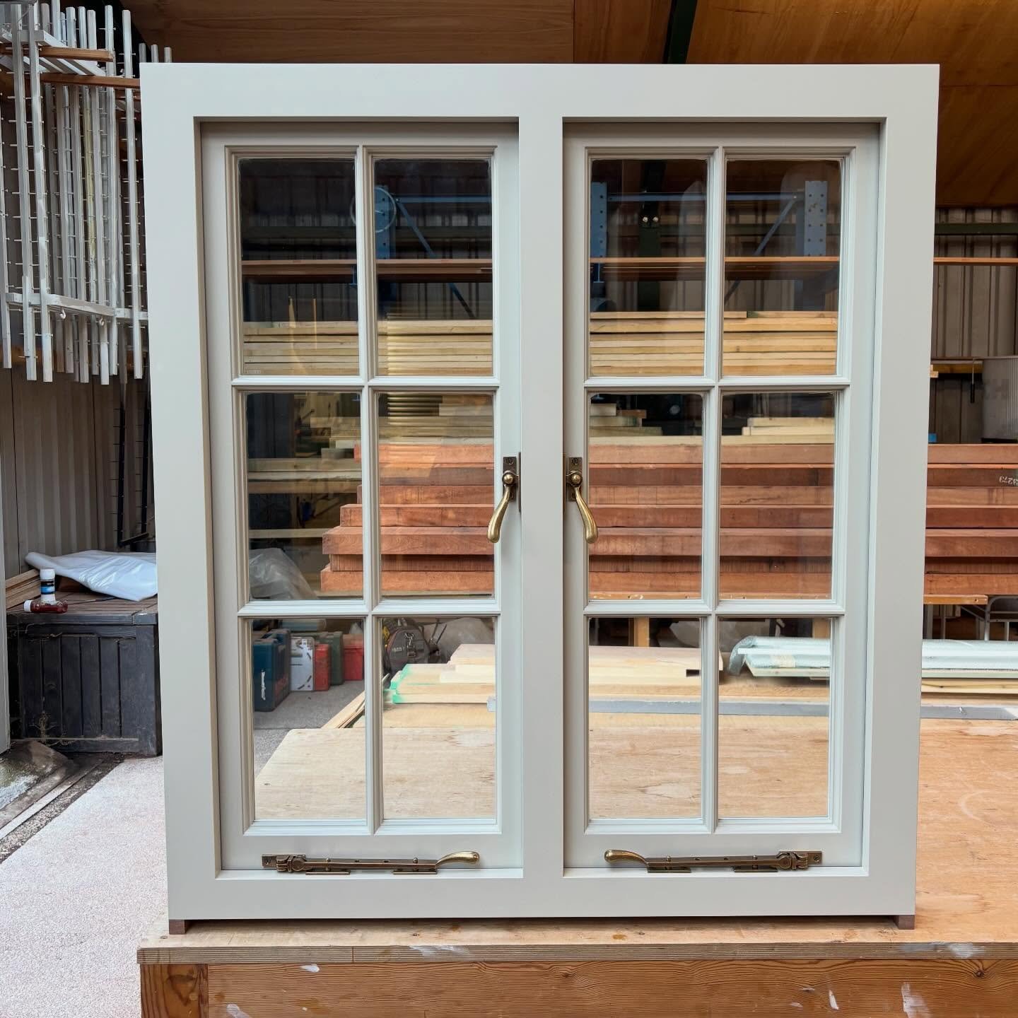 One of many heritage style hardwood casement windows leaving the workshop and heading out to a Grade II Listed building. Complete with mortise and tenon glazing bars, slim line double glazed heritage sealed units and a full Teknos factory finish #har