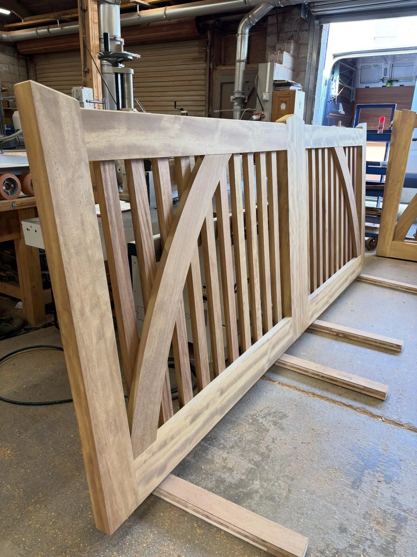 Nice pair of Iroko gates just finished and delivered in time for the bank holiday weekend #hardwoodgates #iroko #gates #drivewaygates #bespokejoinery
