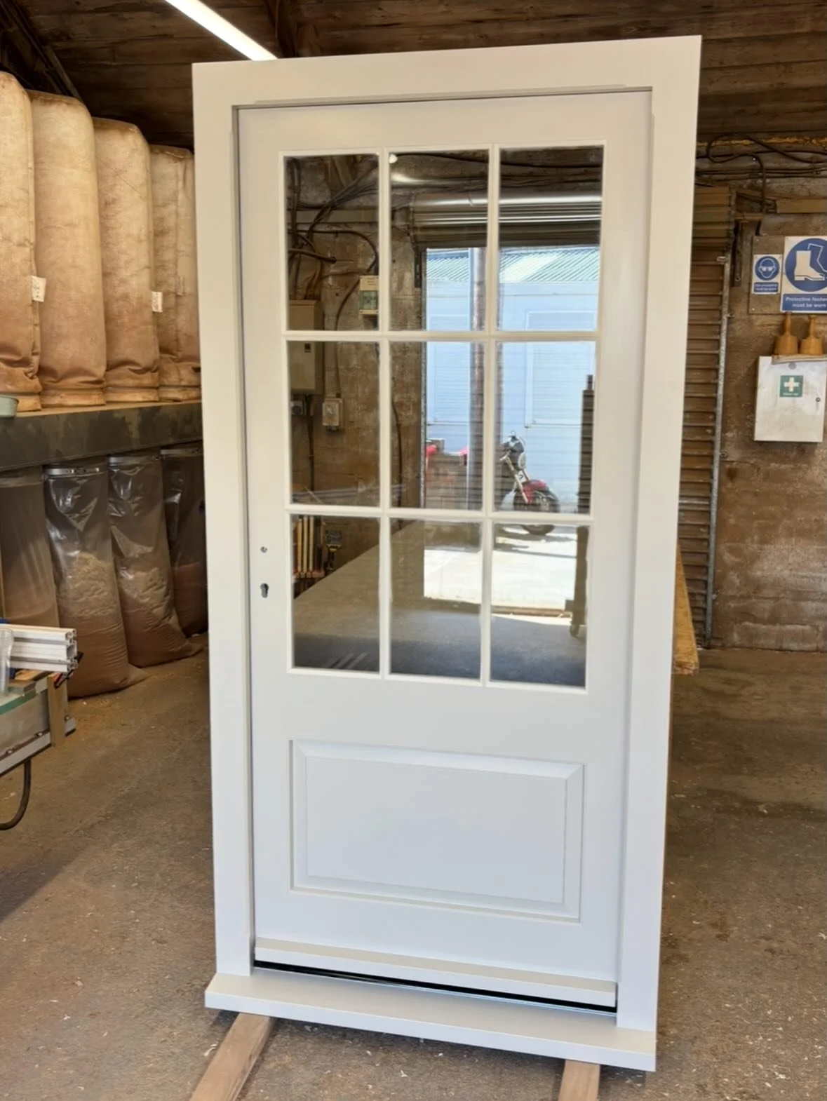 Couple of face puttied traditional mortise &amp; tenon glazing bar doors heading out to a grade II listed property in Trevone #trevonebay #bespokejoinery #gradeiilisted #door #cornwall