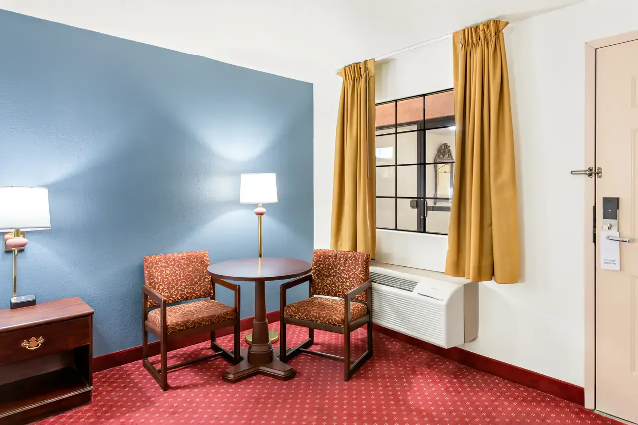 Spacious Room with a King Bed and Exterior Corridors