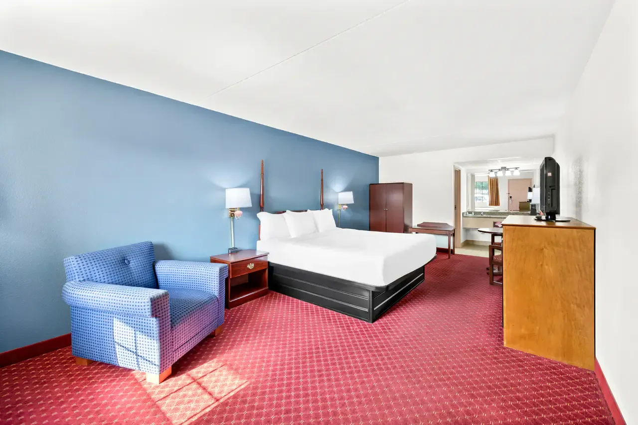Spacious Room with a King Bed and Exterior Corridors