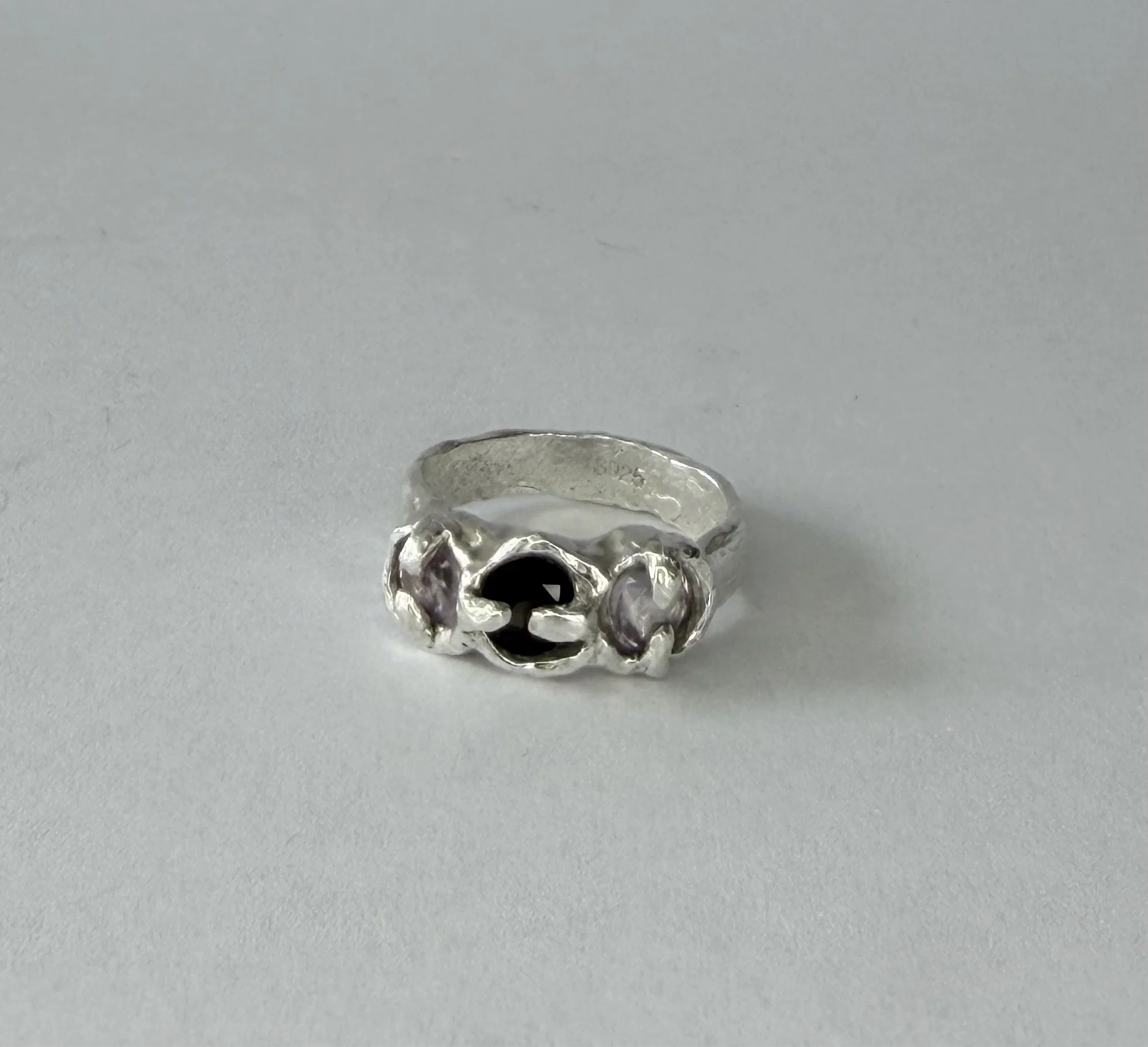 Smoky Quartz, Amethyst Ring size 7