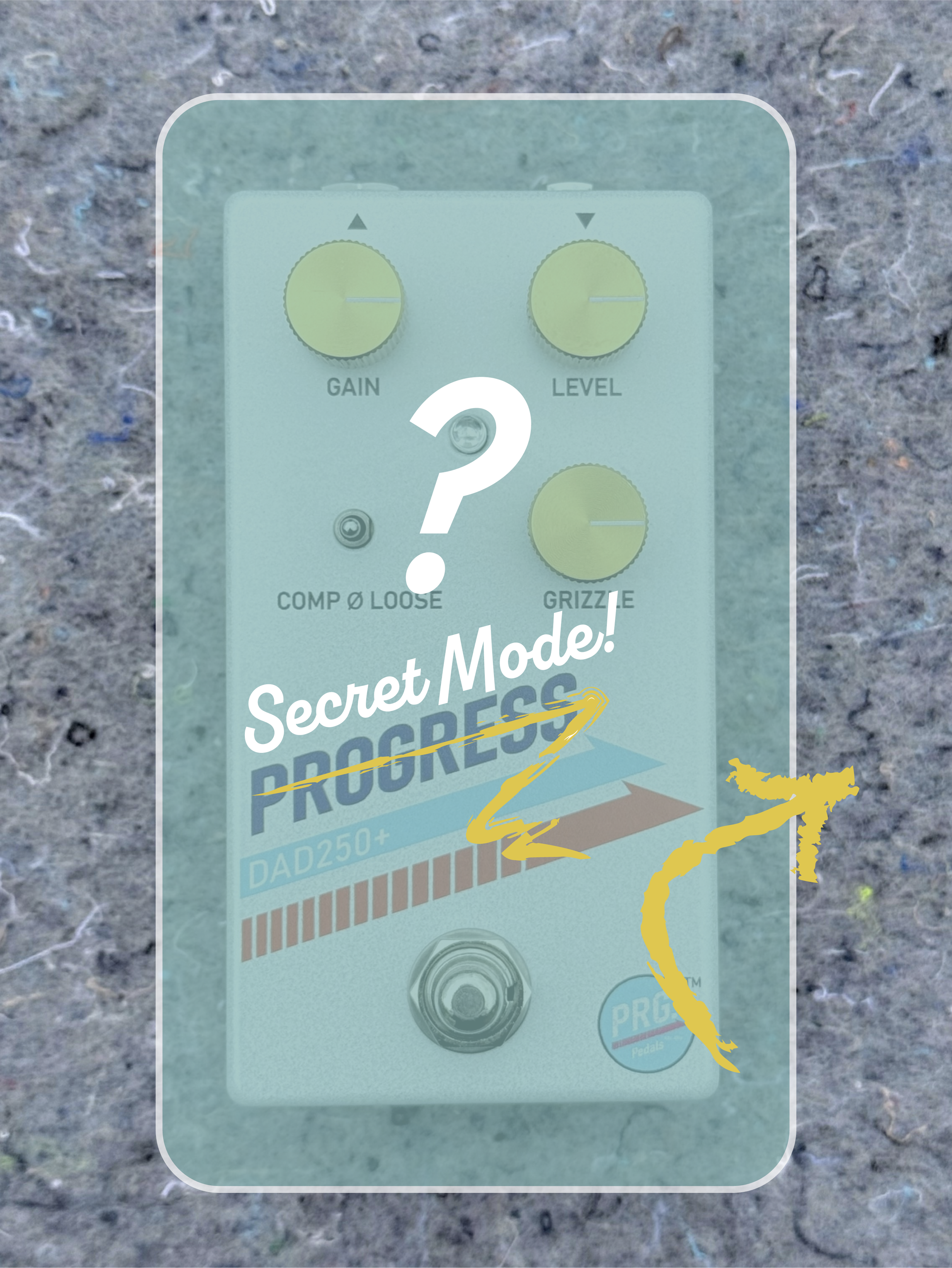 Close-up of a green circuit board with a white label containing instructions about a circuit inside a pedal, focusing on a slide switch for bass response. There is a partially visible label that says "THICK/TIGHT" 