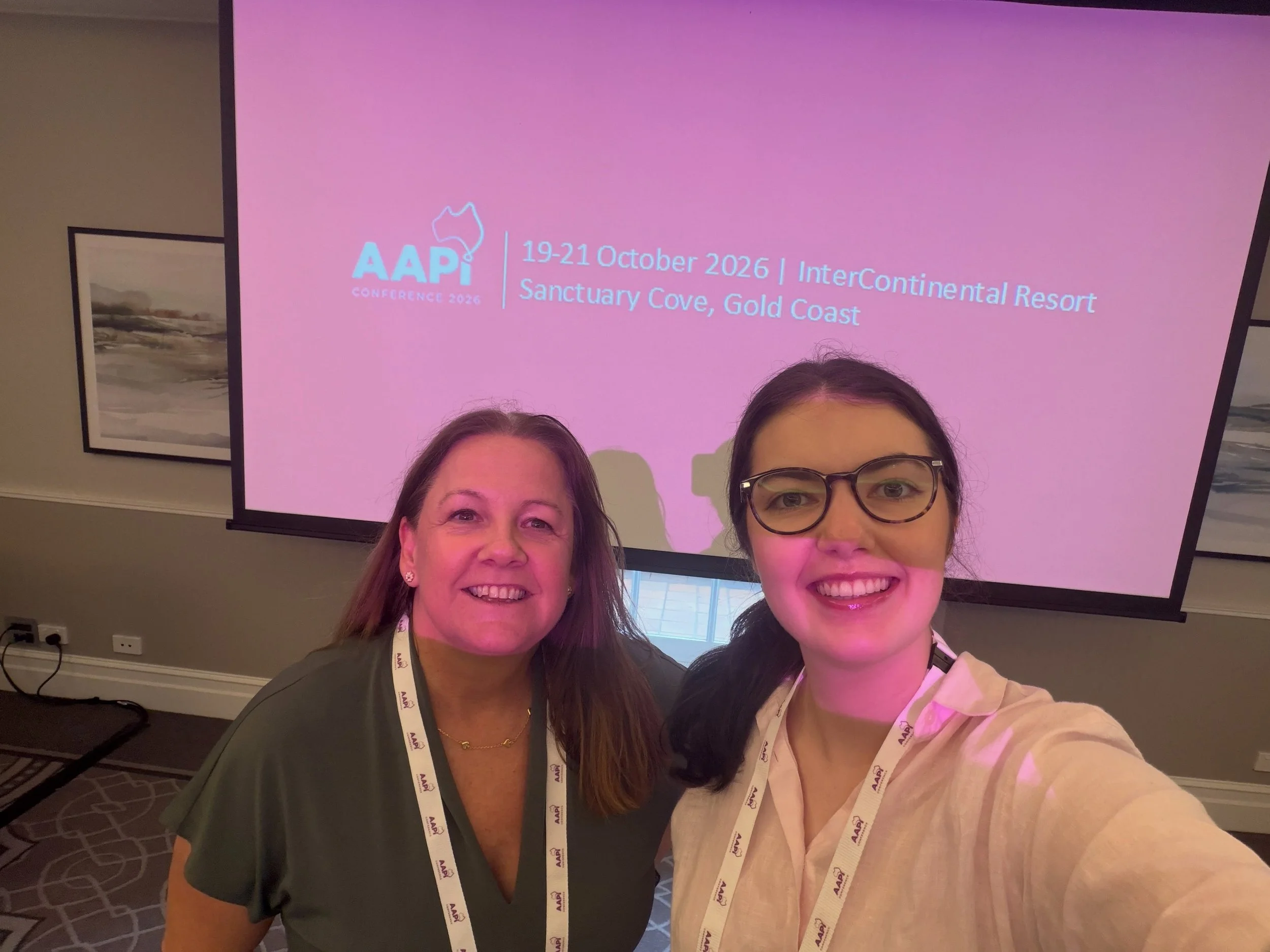 Maddie and I at the AAPi conference at Sanctuary Cove ! Had a great time attended  presentations from amazing Psychologists and of course taking time to say hi to the kangaroos 🦘