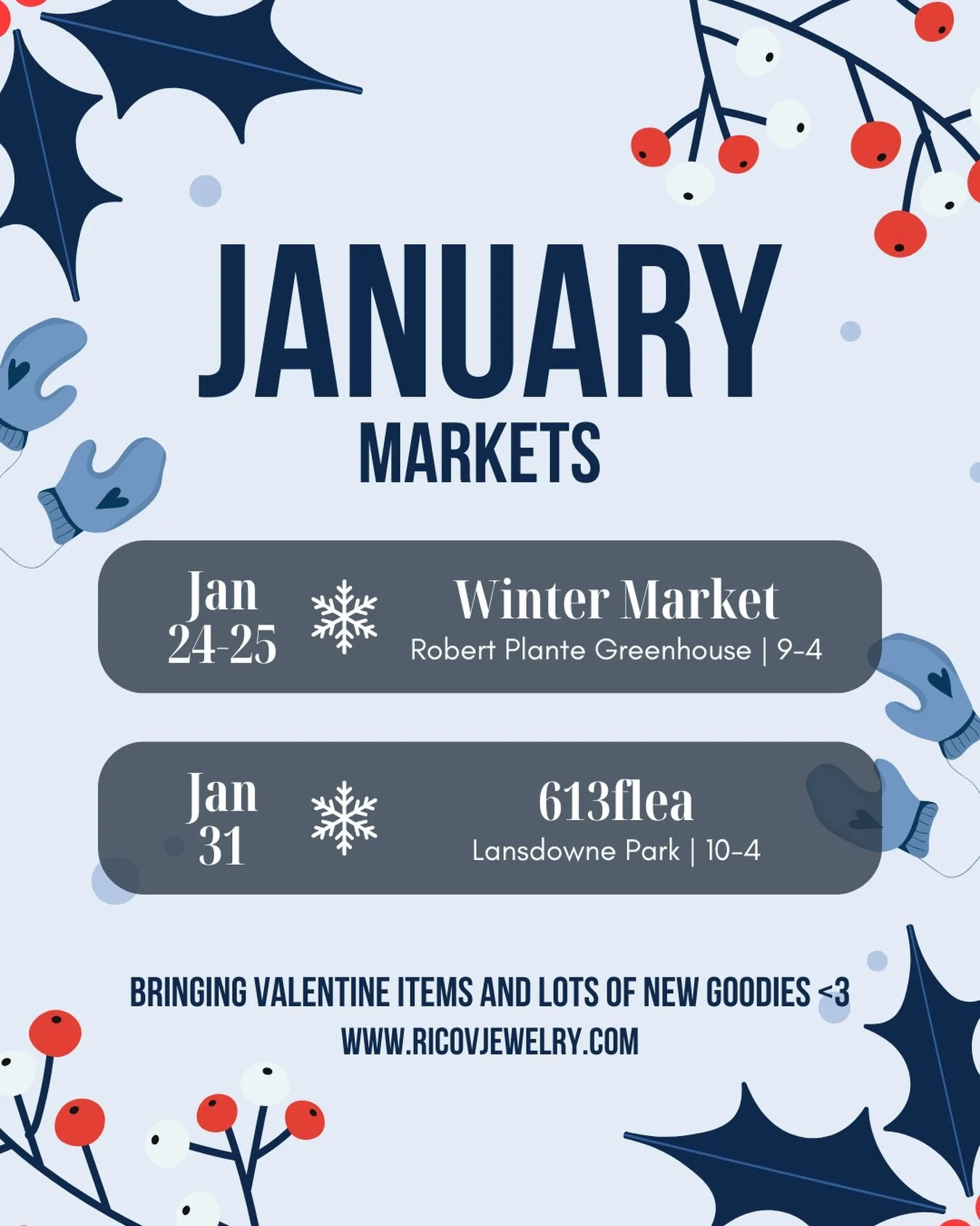 January! ❄️☃️🧤🧣

I took lots of time to rest! we&rsquo;re back and at it with 3 market days this month! This post is kinda late ahaha somehow I&rsquo;m still scrambling to make stock bc I&rsquo;m bad at keeping an inventory 😭 BUT there are a few n
