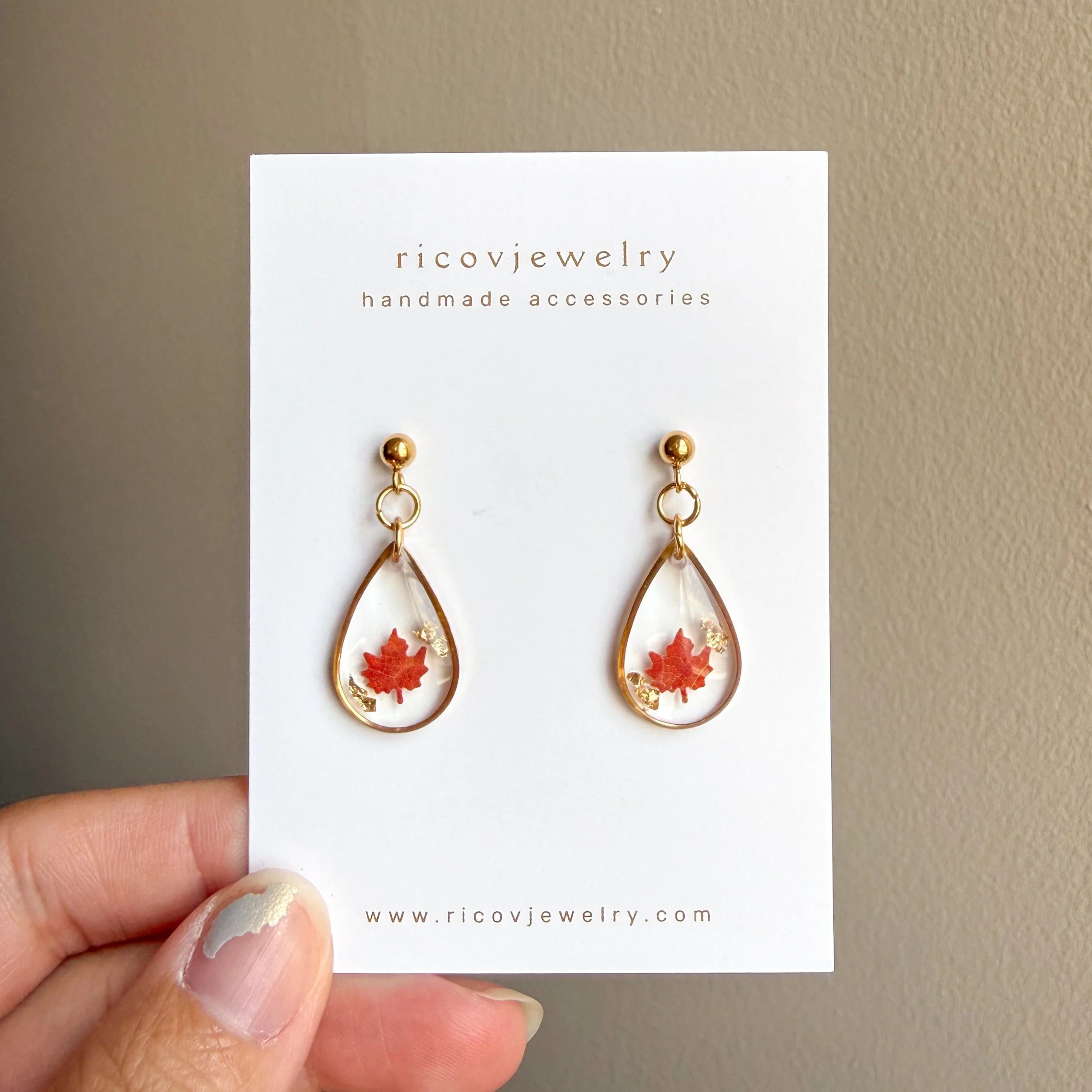 Real Maple Leaf Teardrops