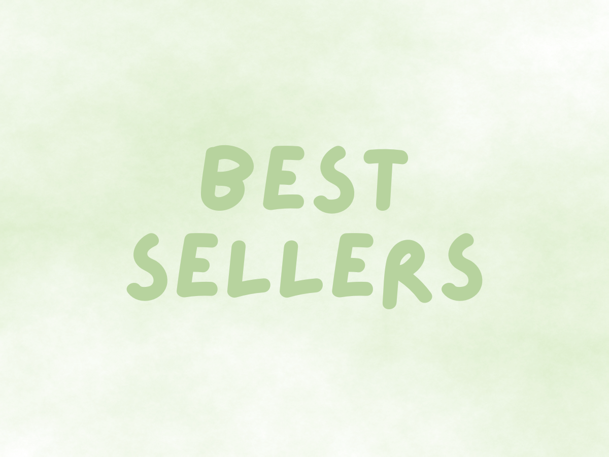 Text that reads 'Best Sellers' in light green font on a soft green background.