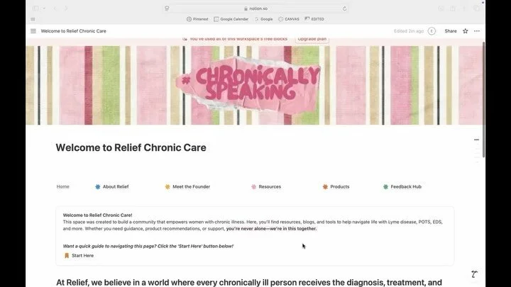 Relief v1 is live! 🚀
After 60+ interviews with women with chronic illness, one thing was clear &mdash; we need one central place for the resources, tools, and community to get through the hard days.

This is just the beginning. At the bottom of ever