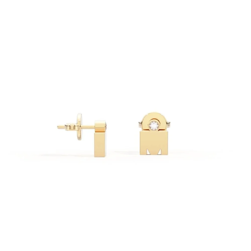 M-Dot Earrings with Diamonds