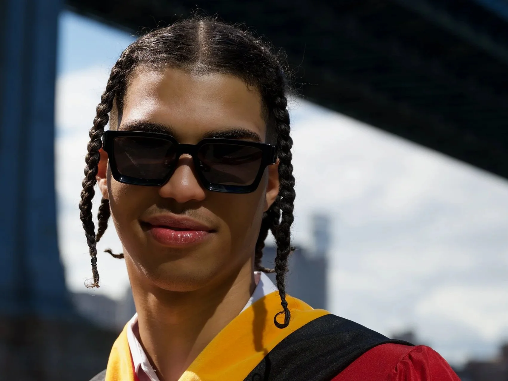 St. Johns University graduation portrait in Dumbo, Brooklyn