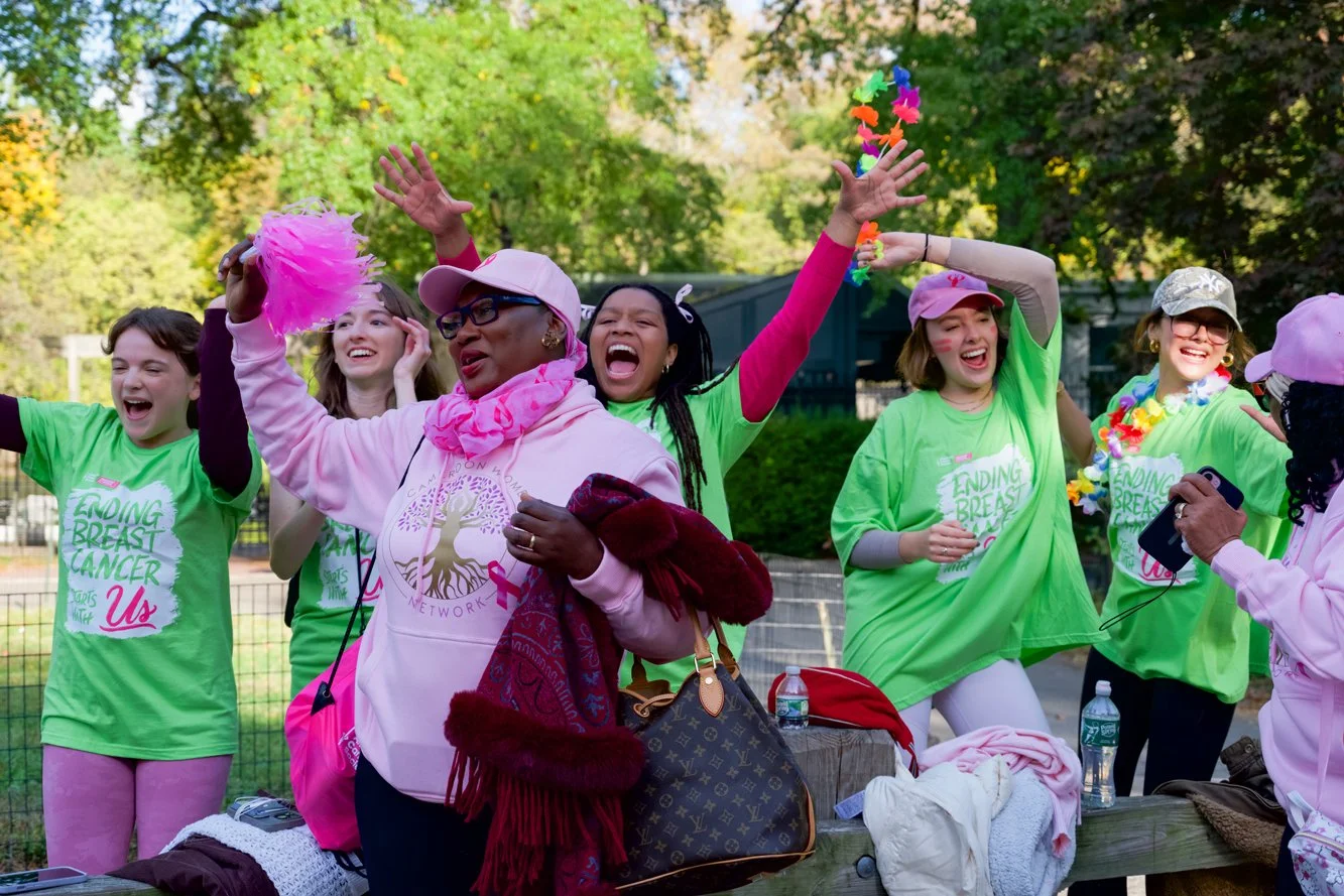 Cheerleaders at the 2025 Making Strides Cancer walk in Central Park