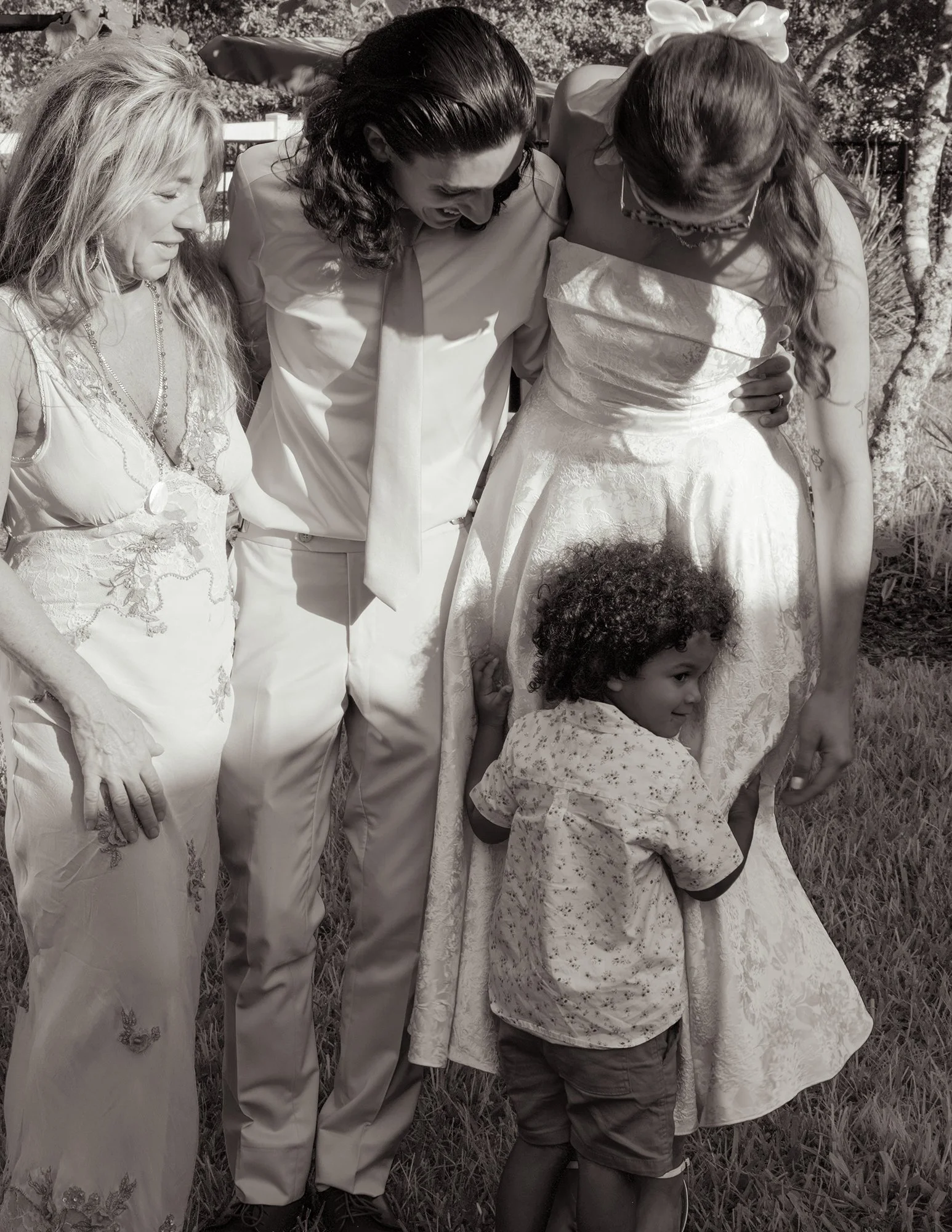 Intimate wedding portrait with family